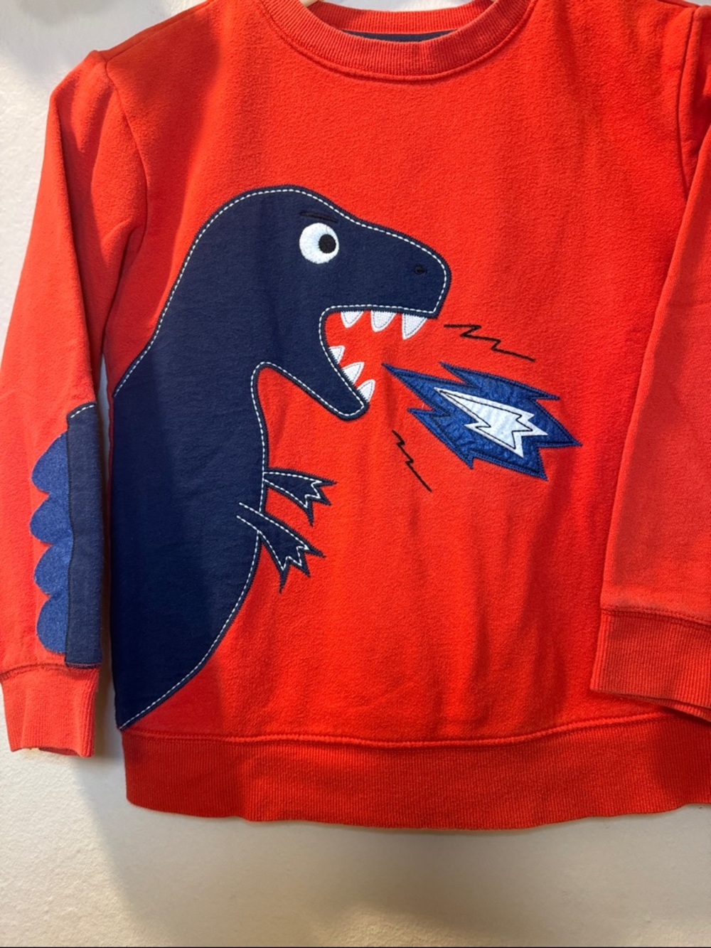 Kids' Bright Red Dino Pullover Sweatshirt - Picture 2 of 9